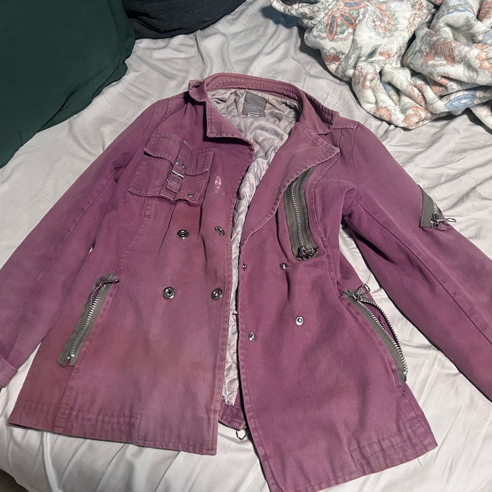 Biscote Vogue Zipper Jacket Size 3 - Made In France; Pre-Loved & Dyed